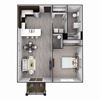 1 Bedroom, 1 Bathroom - 753 SF